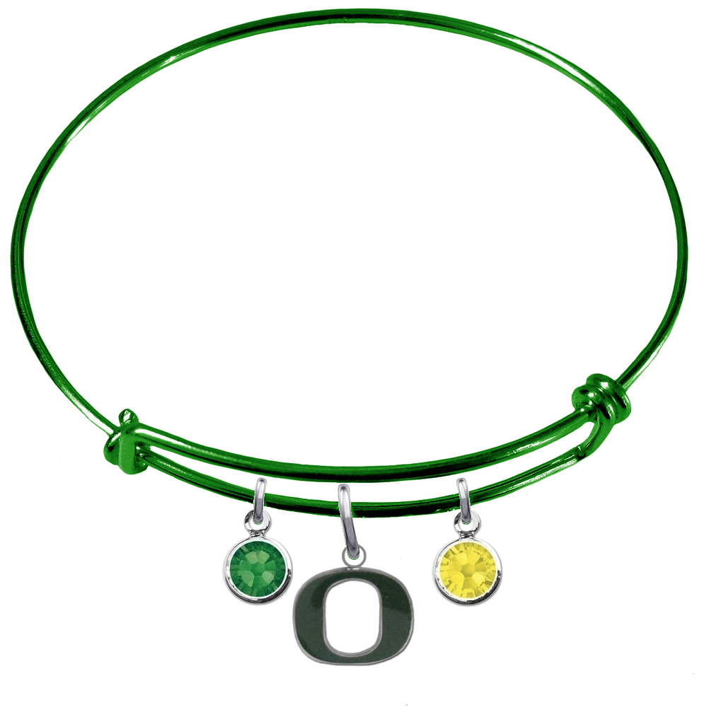 Oregon Ducks GREEN Color Edition Expandable Wire Bangle Charm Bracelet
