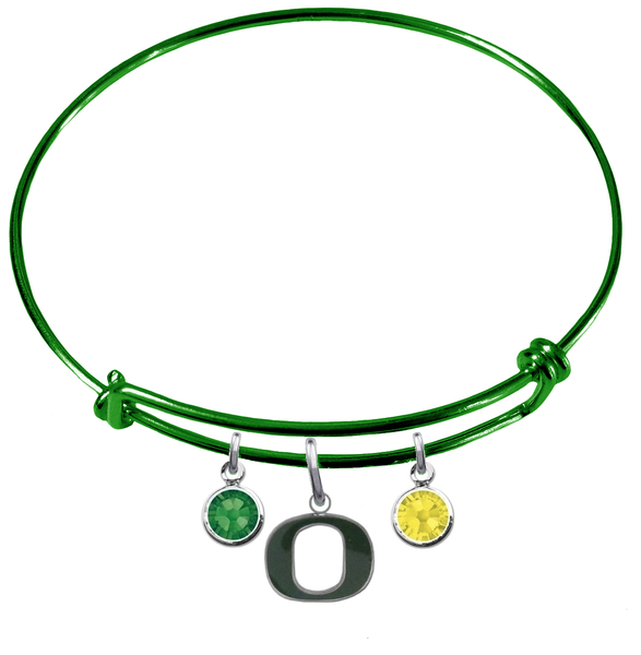 Oregon Ducks GREEN Color Edition Expandable Wire Bangle Charm Bracelet
