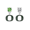 Oregon Ducks LIME GREEN & CLEAR Swarovski Crystal Stud Rhinestone Earrings