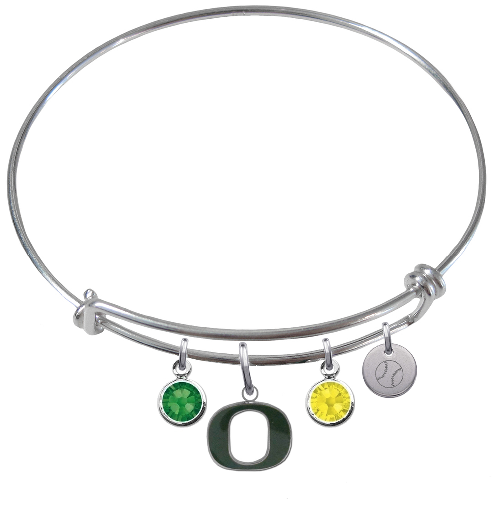 Oregon Ducks Baseball Expandable Wire Bangle Charm Bracelet