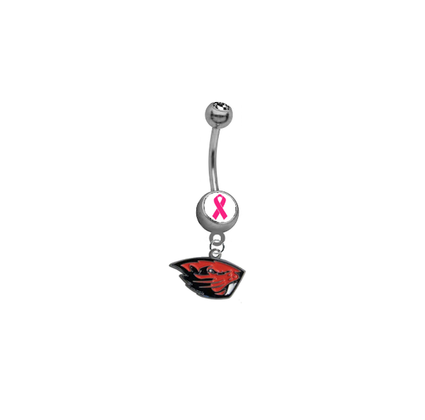 Oregon State Beavers Breast Cancer Awareness Belly Button Navel Ring