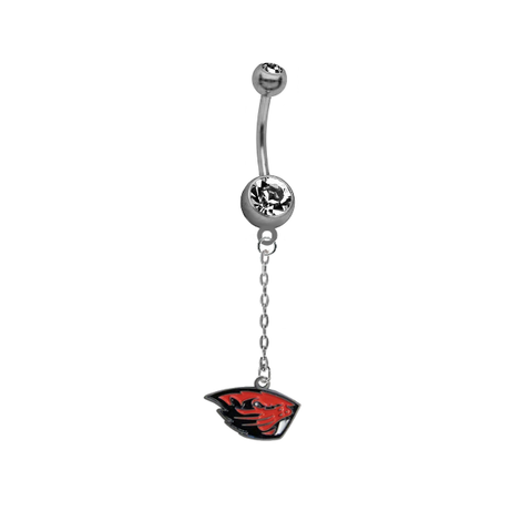 Oregon State Beavers Dangle Chain Belly Button Navel Ring