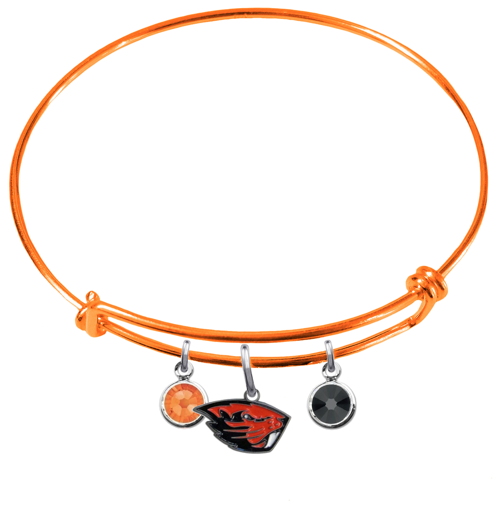 Oregon State Beavers ORANGE Color Edition Expandable Wire Bangle Charm Bracelet