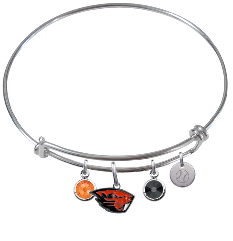 Oregon State Beavers Baseball Expandable Wire Bangle Charm Bracelet