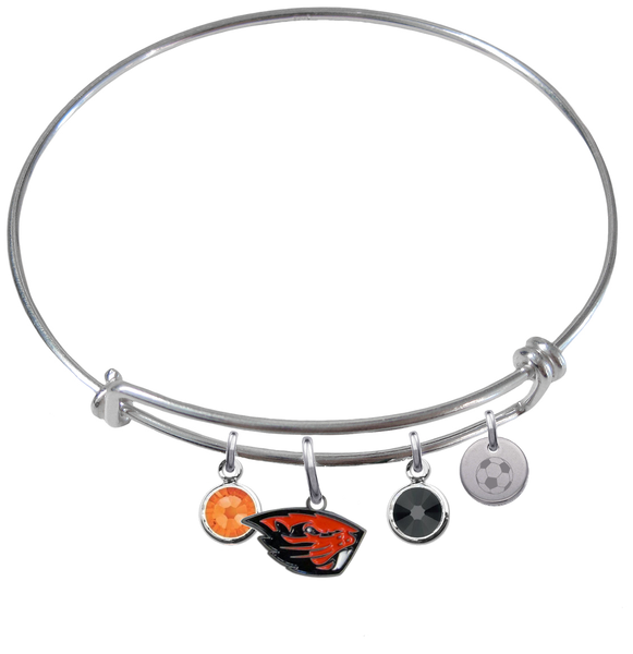 Oregon State Beavers Soccer Expandable Wire Bangle Charm Bracelet