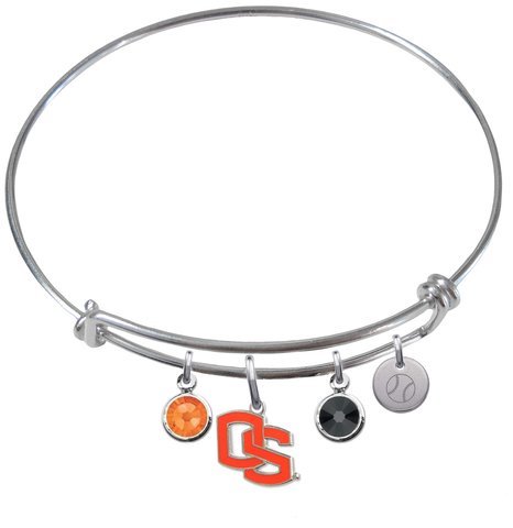 Oregon State Beavers Style 2 Baseball Expandable Wire Bangle Charm Bracelet
