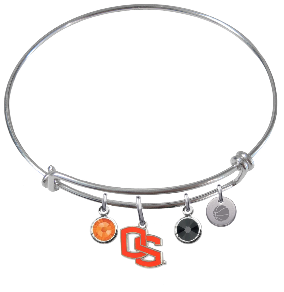 Oregon State Beavers Style 2 Basketball Expandable Wire Bangle Charm Bracelet