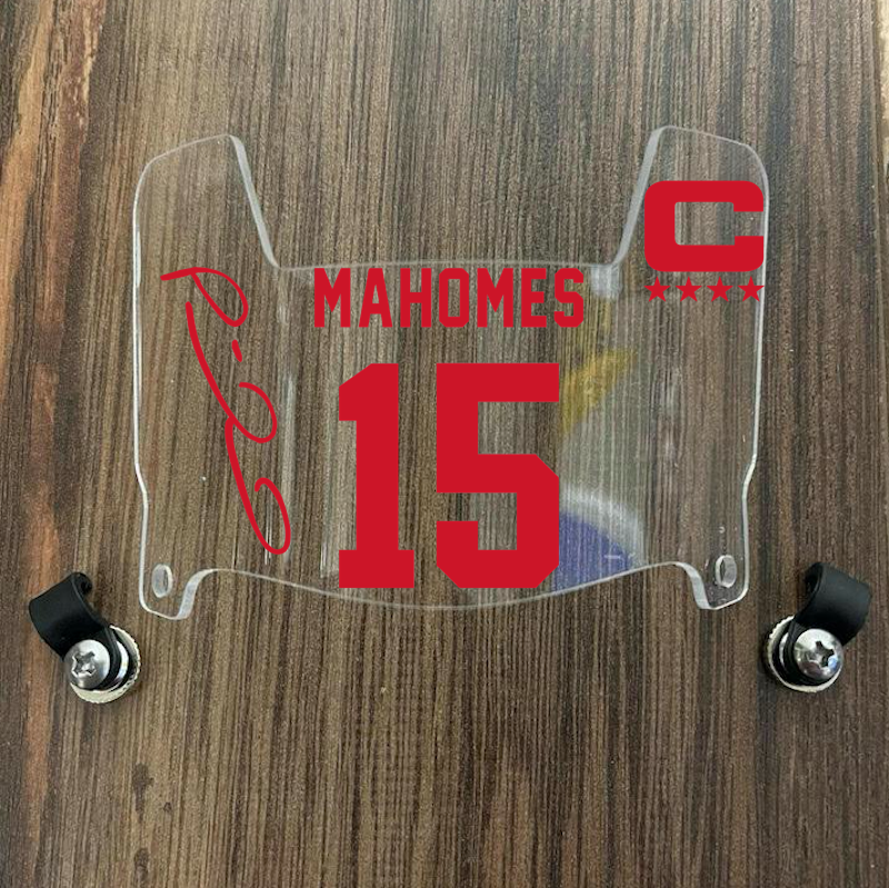 Kansas City Chiefs Patrick Mahomes Mini Football Helmet Visor Shield Clear w/ Clips
