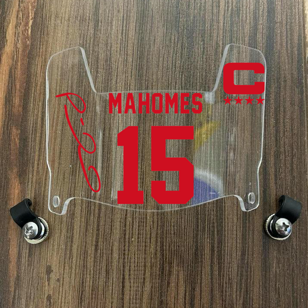 Kansas City Chiefs Patrick Mahomes Mini Football Helmet Visor Shield Clear w/ Clips