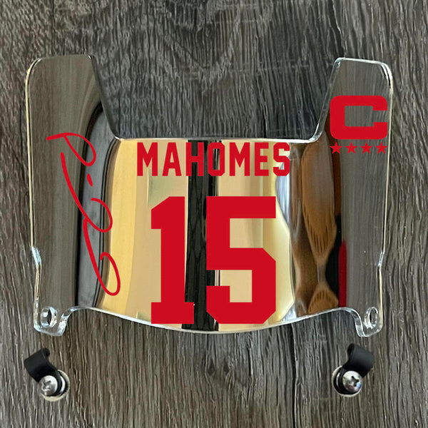Kansas City Chiefs Patrick Mahomes Mini Football Helmet Visor Shield Silver Chrome Mirror w/ Clips