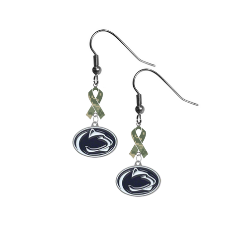 Penn State Nittany Lions Salute to Service Camouflage Camo Ribbon Dangle Earrings