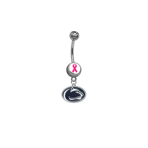 Penn State Nittany Lions Breast Cancer Awareness Belly Button Navel Ring