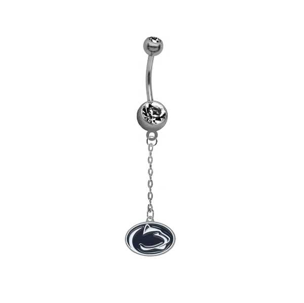 Penn State Nittany Lions Dangle Chain Belly Button Navel Ring