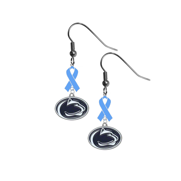 Penn State Nittany Lions Prostate Cancer Awareness Light Blue Ribbon Dangle Earrings