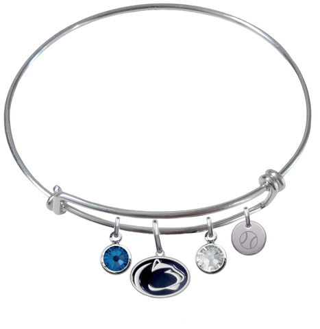 Penn State Nittany Lions Baseball Expandable Wire Bangle Charm Bracelet