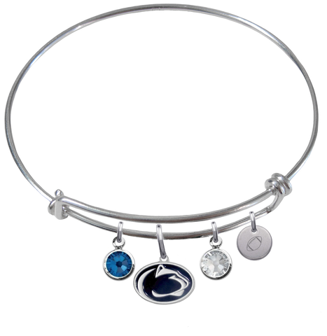 Penn State Nittany Lions Football Expandable Wire Bangle Charm Bracelet