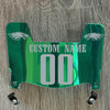 Philadelphia Eagles Custom Name & Number Mini Football Helmet Visor Shield Green Chrome Mirror w/ Clips - Silver