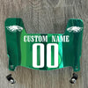 Philadelphia Eagles Custom Name & Number Mini Football Helmet Visor Shield Green Chrome Mirror w/ Clips - White