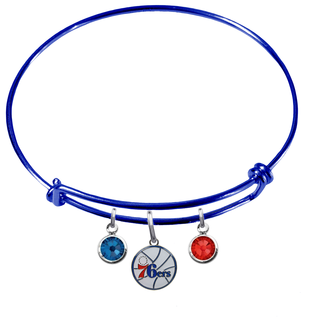 Philadelphia 76ers BLUE Color Edition Expandable Wire Bangle Charm Bracelet