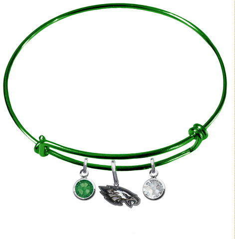 Philadelphia Eagles Green NFL Expandable Wire Bangle Charm Bracelet