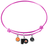 Philadelphia Flyers Color Edition PINK Expandable Wire Bangle Charm Bracelet