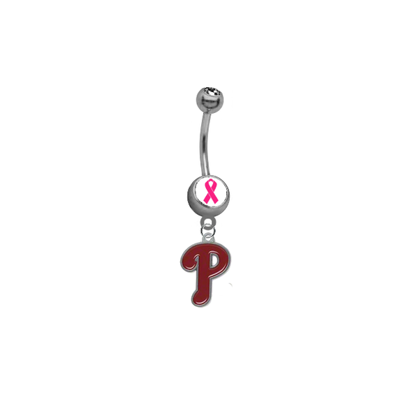 Philadelphia Phillies Breast Cancer Awareness Belly Button Navel Ring
