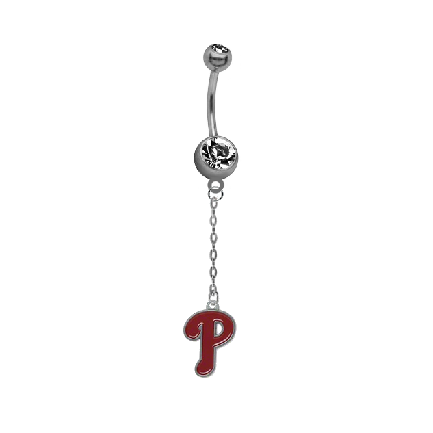 Philadelphia Phillies Dangle Chain Belly Button Navel Ring