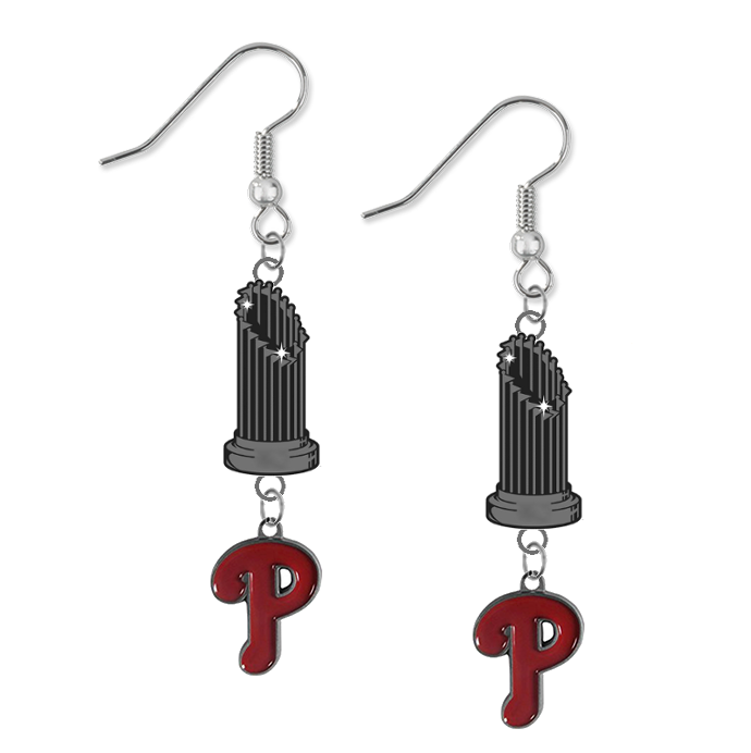 Philadelphia Phillies MLB World Series Trophy Dangle Earrings