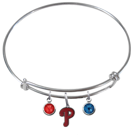 Philadelphia Phillies MLB Expandable Wire Bangle Charm Bracelet
