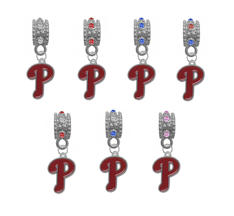 Philadelphia Phillies MLB Baseball Crystal Rhinestone European Bracelet Charm