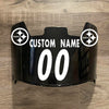 Pittsburgh Steelers Custom Name & Number Full Size Football Helmet Visor Shield Black Dark Tint w/ Clips - White