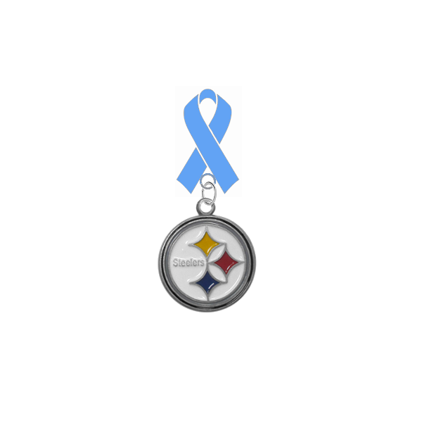 Pittsburgh Steelers NFL Prostate Cancer Awareness / Fathers Day Light Blue Ribbon Lapel Pin