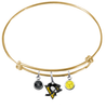 Pittsburgh Penguins Color Edition GOLD Expandable Wire Bangle Charm Bracelet