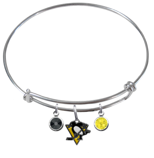 Pittsburgh Penguins NHL Expandable Wire Bangle Charm Bracelet