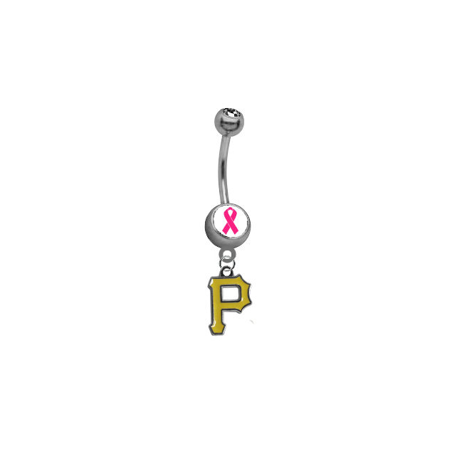 Pittsburgh Pirates Breast Cancer Awareness Belly Button Navel Ring