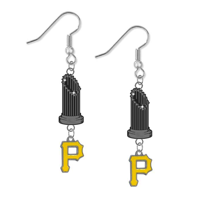 Pittsburgh Pirates MLB World Series Trophy Dangle Earrings