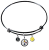 Pittsburgh Steelers Black NFL Expandable Wire Bangle Charm Bracelet