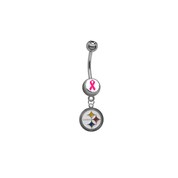 Pittsburgh Steelers Breast Cancer Awareness NFL Football Belly Button Navel Ring