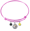 Pittsburgh Steelers Pink NFL Expandable Wire Bangle Charm Bracelet