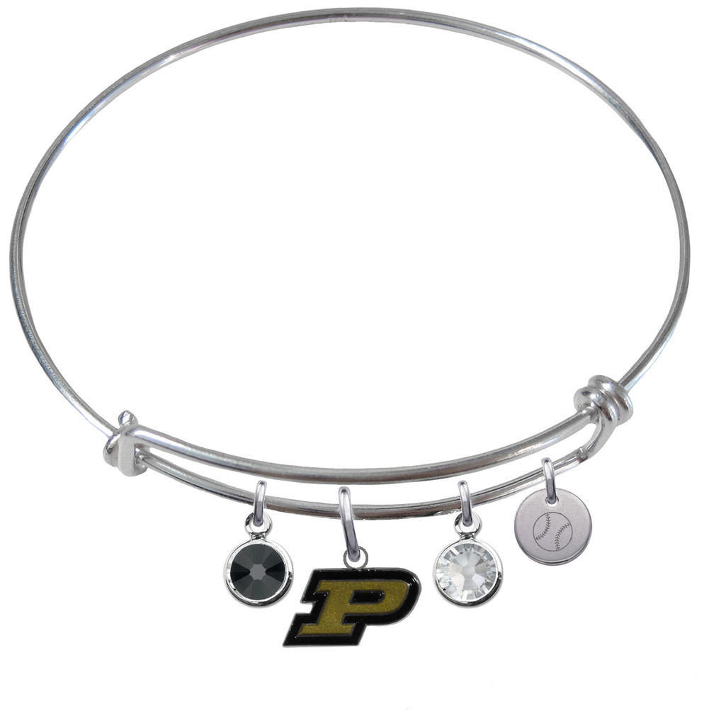 Purdue Boilermakers Softball Expandable Wire Bangle Charm Bracelet