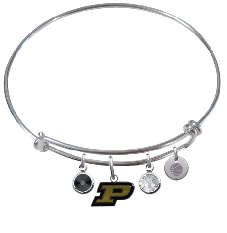 Purdue Boilermakers Basketball Expandable Wire Bangle Charm Bracelet