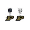 Purdue Boilermakers BLACK & CLEAR Swarovski Crystal Stud Rhinestone Earrings