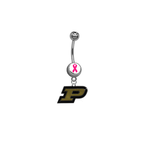 Purdue Boilermakers Breast Cancer Awareness Belly Button Navel Ring