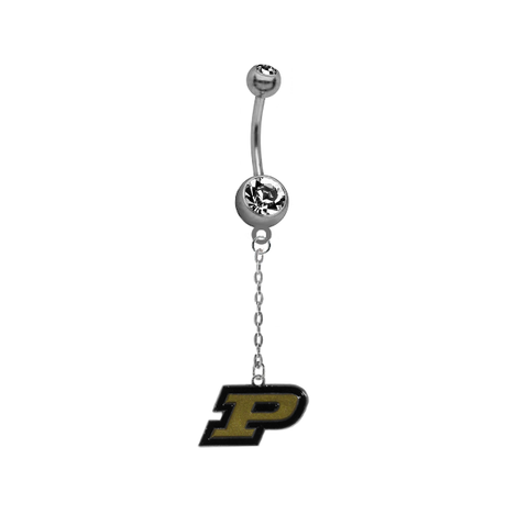 Purdue Boilermakers Dangle Chain Belly Button Navel Ring