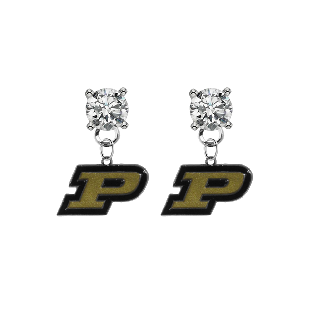 Purdue Boilermakers CLEAR Swarovski Crystal Stud Rhinestone Earrings