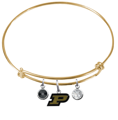 Purdue Boilermakers GOLD Expandable Wire Bangle Charm Bracelet