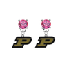 Purdue Boilermakers PINK Swarovski Crystal Stud Rhinestone Earrings