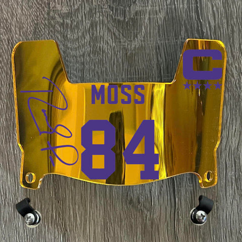 Minnesota Vikings Randy Moss Mini Football Helmet Visor Shield Gold Chrome Mirror w/ Clips