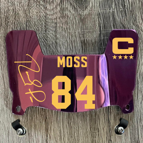 Minnesota Vikings Randy Moss Mini Football Helmet Visor Shield Purple Chrome Mirror w/ Clips