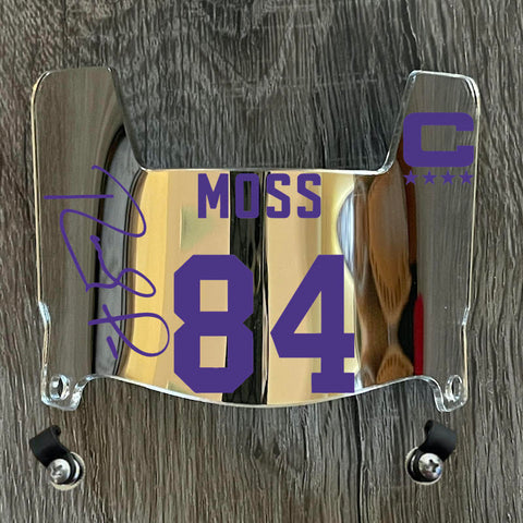 Minnesota Vikings Randy Moss Mini Football Helmet Visor Shield Silver Chrome Mirror w/ Clips